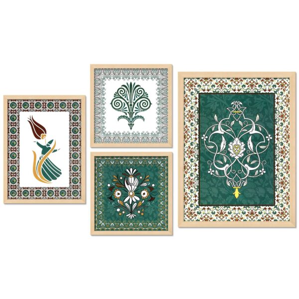 Set of 4 Digital Wall Paintings – Abstract Floral & Bird Wall Art for Contemporary Homes - Image 4