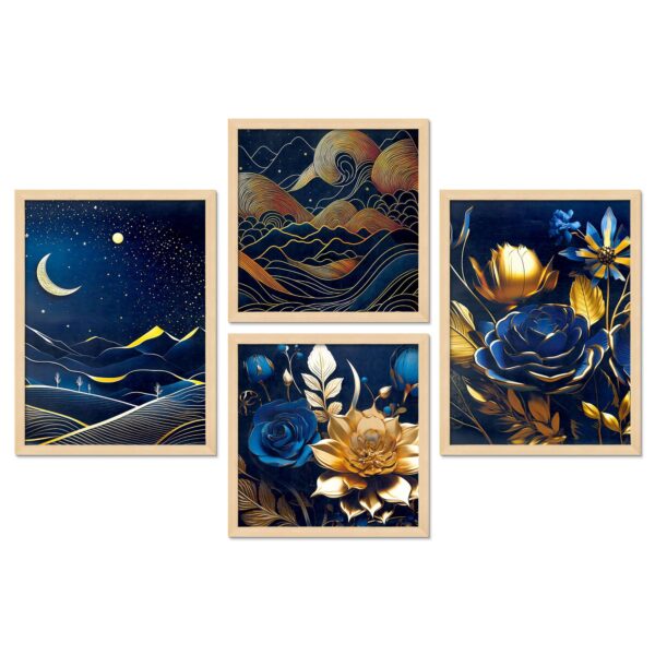 Set of 4 Abstract Digital Wall Paintings – Nature-Inspired Modern Art for Home Décor - Image 4