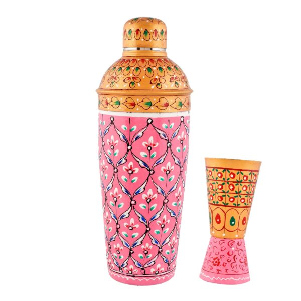 Hand-Painted Traditional Water Bottle - Pink & Gold