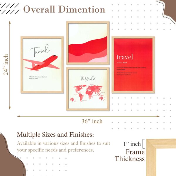 Set of 4 Digital Wall Paintings – Travel Theme with World Map and Quotes - Image 3