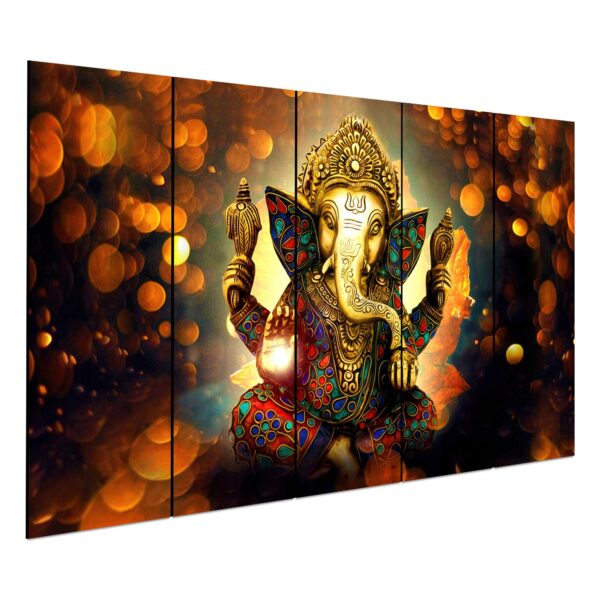 Set of 5 Multicolor Indian Digital Wall Paintings – Traditional Framed Art for Home Décor (Shree Ganesh) - Image 3