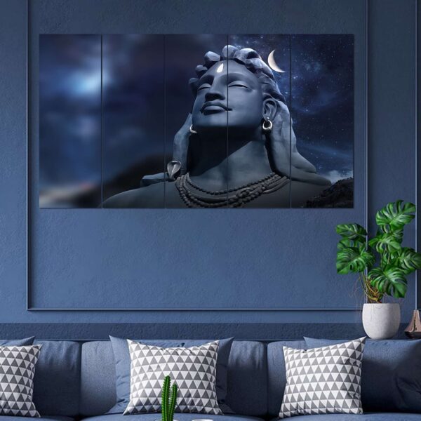 Set of 5 Adiyogi Shiva Wall Paintings – Spiritual Digital Art for Home Decor - Image 4