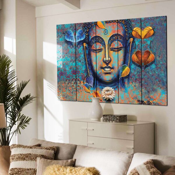 Set of 5 Buddha Meditation Wall Paintings – Spiritual Digital Art for Home & Office - Image 2