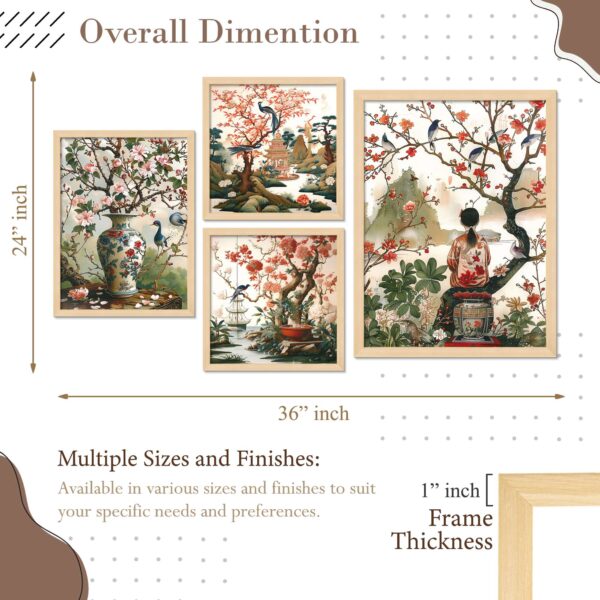 Set of 4 Digital Wall Paintings – Abstract Nature & Floral Theme Art Prints for Modern Home Decor - Image 3