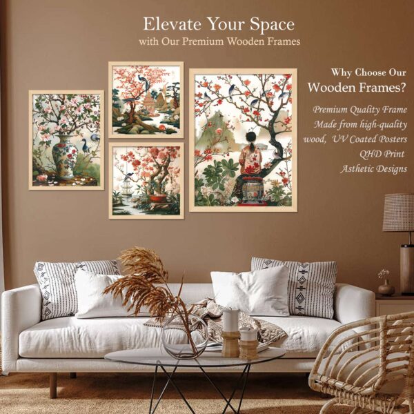 Set of 4 Digital Wall Paintings – Abstract Nature & Floral Theme Art Prints for Modern Home Decor - Image 2