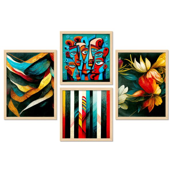 Set of 4 Modern Nature-Themed Digital Wall Paintings | Animal & Abstract Art for Home Décor - Image 3