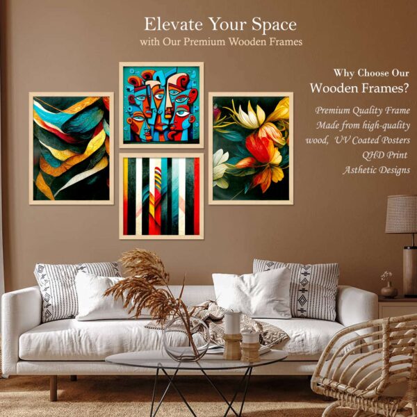 Set of 4 Modern Nature-Themed Digital Wall Paintings | Animal & Abstract Art for Home Décor - Image 2