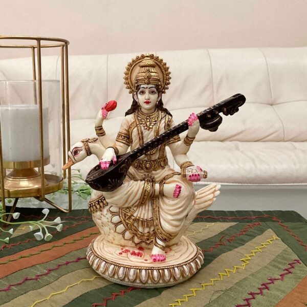 Marble Showpiece - Saraswati Mata