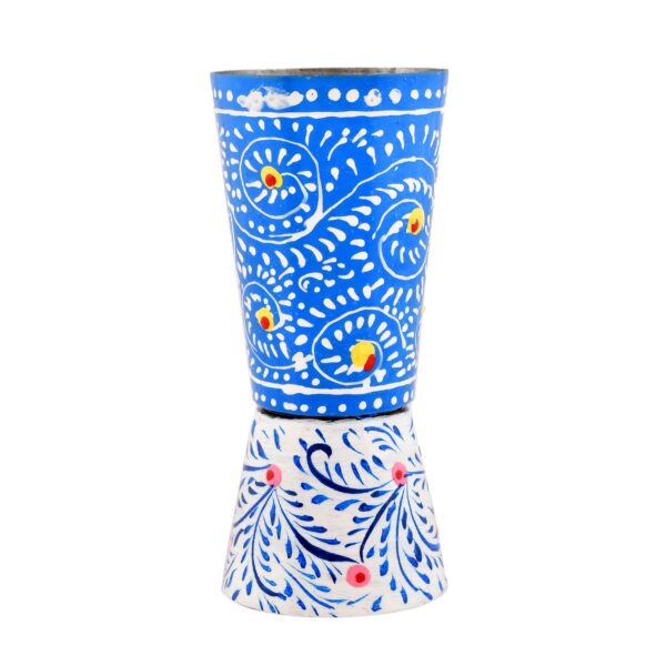 Hand-Painted Traditional Aluminium Glass – Blue & White - Image 2