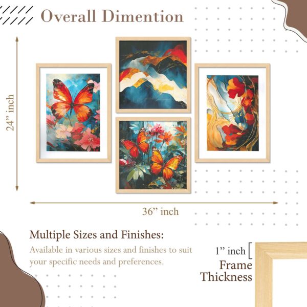 Set of 4 Digital Wall Paintings – Vibrant Butterfly & Nature Art Prints - Image 3