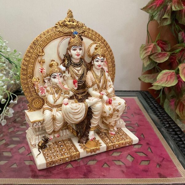 Marble Showpiece - Shivji with Parvati Maa and Ganeshji - Image 2