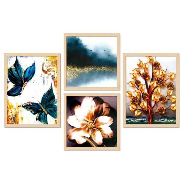 Set of 4 Digital Wall Paintings – Floral, Landscape & Butterfly Theme - Image 4