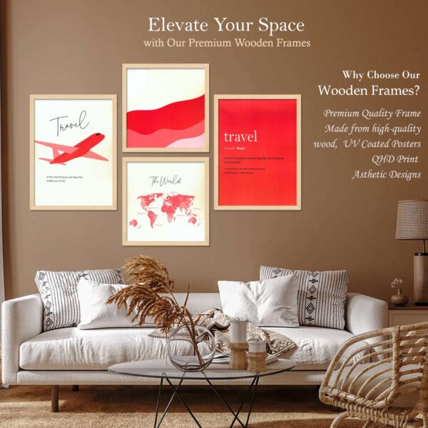 Set of 4 Digital Wall Paintings – Travel Theme with World Map and Quotes - Image 2