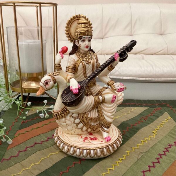 Marble Showpiece - Saraswati Mata - Image 2