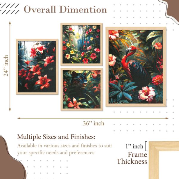 Set of 4 Nature-Inspired Digital Wall Paintings – Flaura & Fauna Theme Home Decor - Image 3