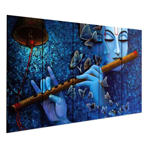 Set of 5 Traditional Indian Digital Wall Paintings – Vibrant Home Décor Art (Radha Krishna) - Image 4