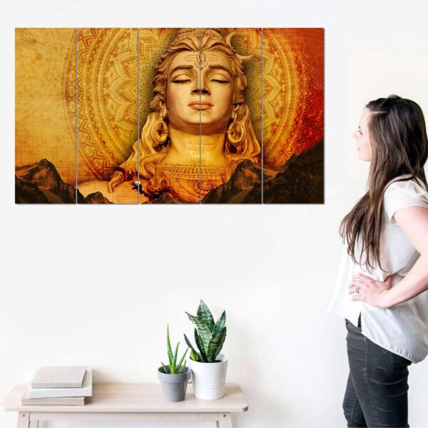 Set of 5 Lord Shiva Digital Wall Paintings – Divine Tranquility for Your Space - Image 3