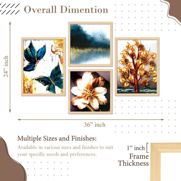 Set of 4 Digital Wall Paintings – Floral, Landscape & Butterfly Theme - Image 3