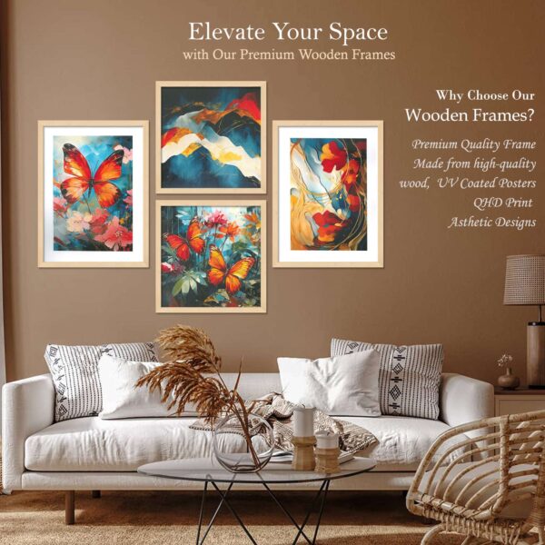 Set of 4 Digital Wall Paintings – Vibrant Butterfly & Nature Art Prints - Image 2