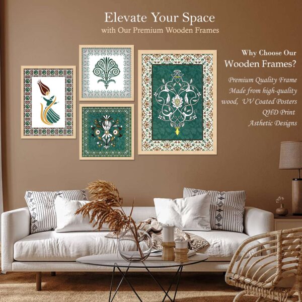 Set of 4 Digital Wall Paintings – Abstract Floral & Bird Wall Art for Contemporary Homes - Image 2
