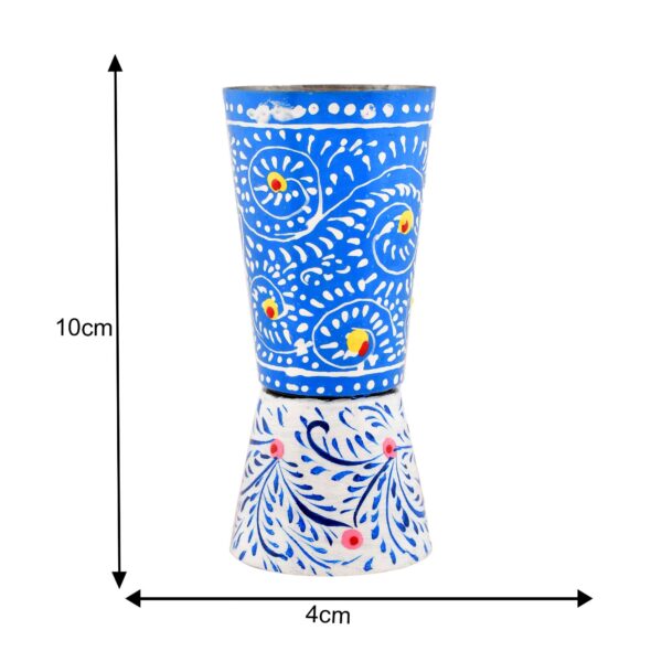 Hand-Painted Traditional Aluminium Glass – Blue & White - Image 4