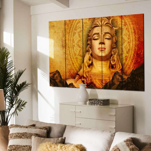 Set of 5 Lord Shiva Digital Wall Paintings – Divine Tranquility for Your Space - Image 2