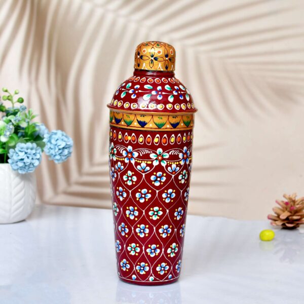 Hand-Painted Traditional Water Bottle - Maroon