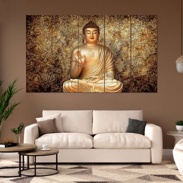 Set of 5 Abstract Ethnic Digital Wall Paintings – Colorful Home & Office Art
