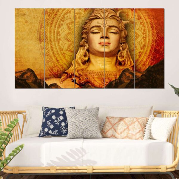Set of 5 Lord Shiva Digital Wall Paintings – Divine Tranquility for Your Space - Image 4