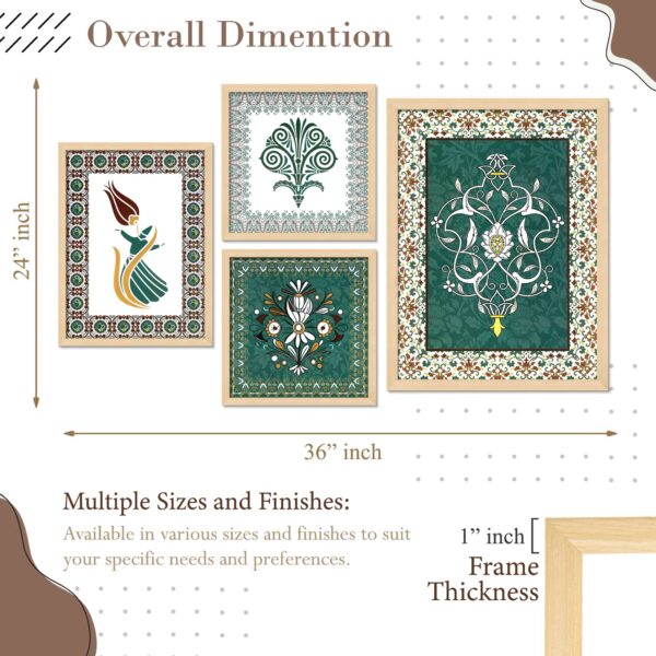 Set of 4 Digital Wall Paintings – Abstract Floral & Bird Wall Art for Contemporary Homes - Image 3