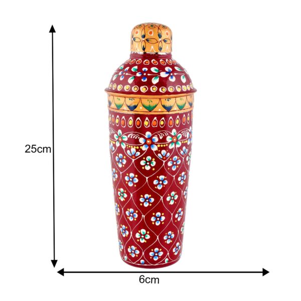 Hand-Painted Traditional Water Bottle - Maroon - Image 4