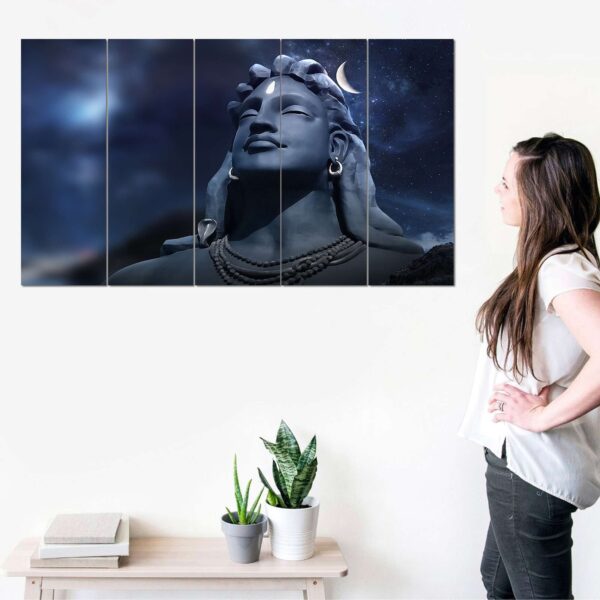 Set of 5 Adiyogi Shiva Wall Paintings – Spiritual Digital Art for Home Decor - Image 5