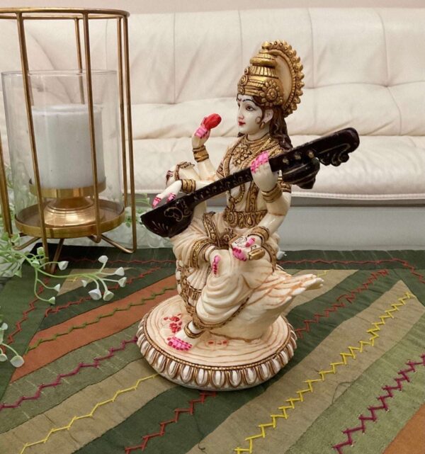 Marble Showpiece - Saraswati Mata - Image 4