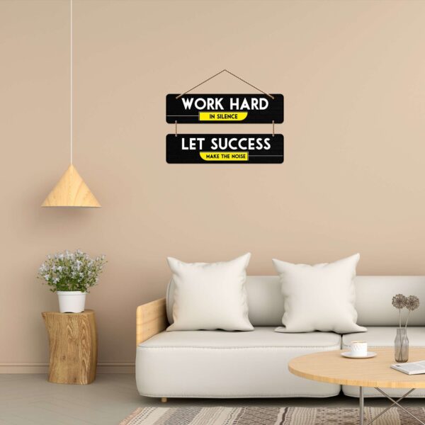 Motivational Wall Hanging – “Work Hard in Silence, Let Success Make the Noise” Wooden Sign for Home & Office Decor