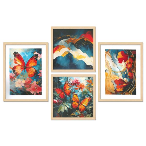 Set of 4 Digital Wall Paintings – Vibrant Butterfly & Nature Art Prints - Image 4