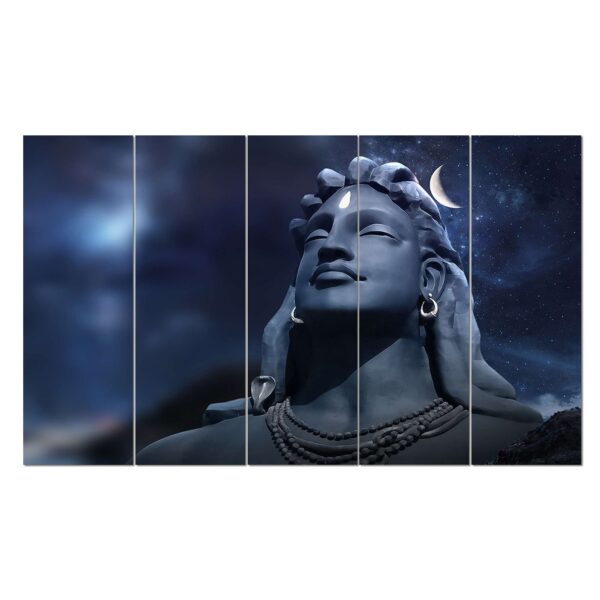 Set of 5 Adiyogi Shiva Wall Paintings – Spiritual Digital Art for Home Decor - Image 2