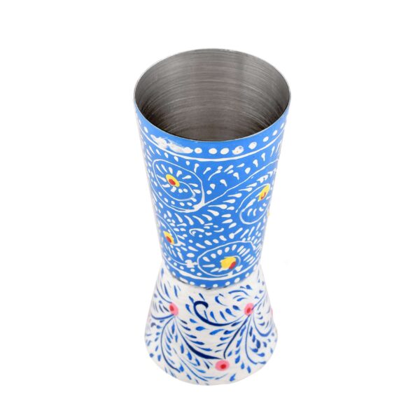 Hand-Painted Traditional Aluminium Glass – Blue & White - Image 3