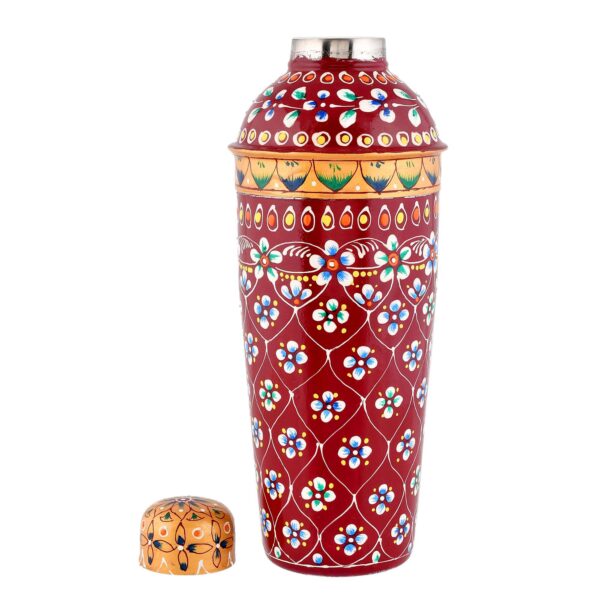 Hand-Painted Traditional Water Bottle - Maroon - Image 3