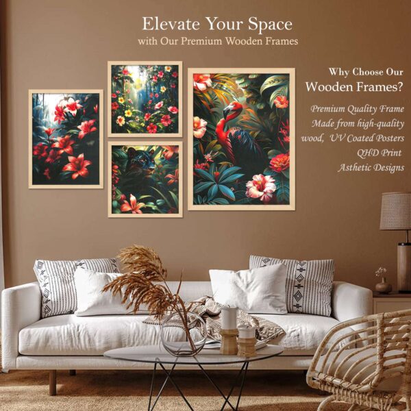 Set of 4 Nature-Inspired Digital Wall Paintings – Flaura & Fauna Theme Home Decor - Image 2