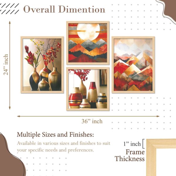 Set of 4 Digital Wall Paintings – Abstract Mountains & Vase Art Combo - Image 3