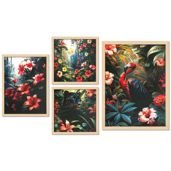 Set of 4 Nature-Inspired Digital Wall Paintings – Flaura & Fauna Theme Home Decor - Image 4