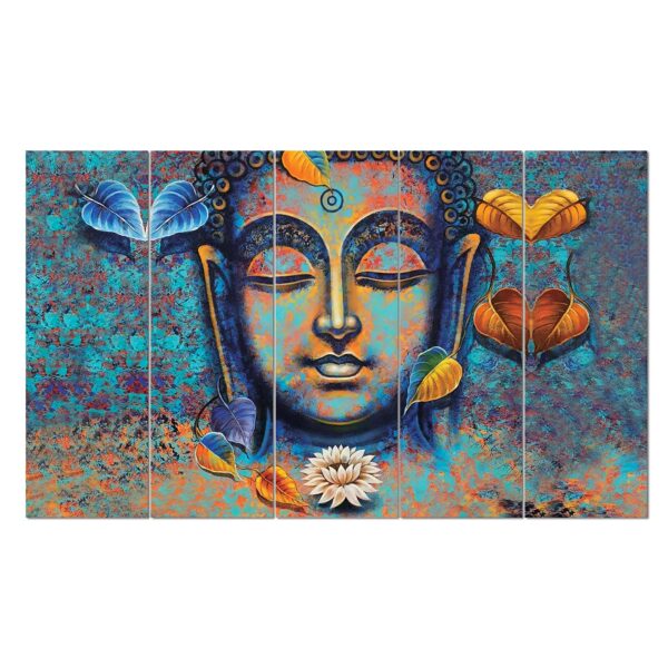 Set of 5 Buddha Meditation Wall Paintings – Spiritual Digital Art for Home & Office - Image 3