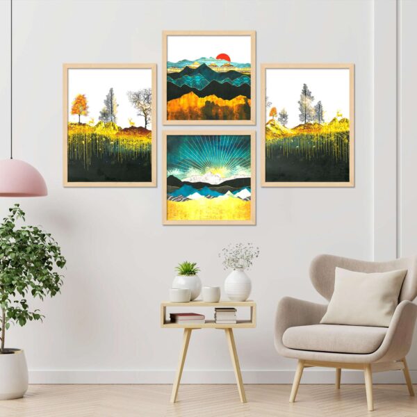 Set of 4 Digital Wall Paintings – Scenic Nature & Landscape Art for Modern Interiors