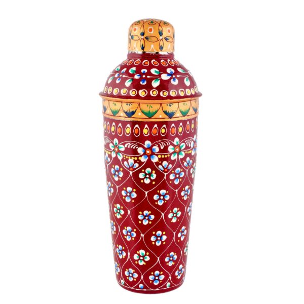 Hand-Painted Traditional Water Bottle - Maroon - Image 2