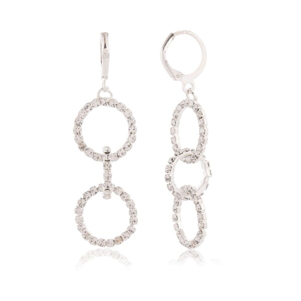 Silver Triple Circle Rhinestone Earrings – Unique Western Party Wear for Women - Image 3