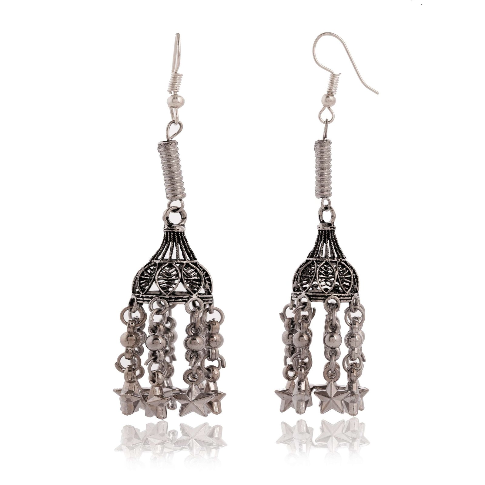 Women's Oxidised Multi-Layer Long Jhumka Earrings – Traditional Nickel-Free Jhumki Design - Image 2