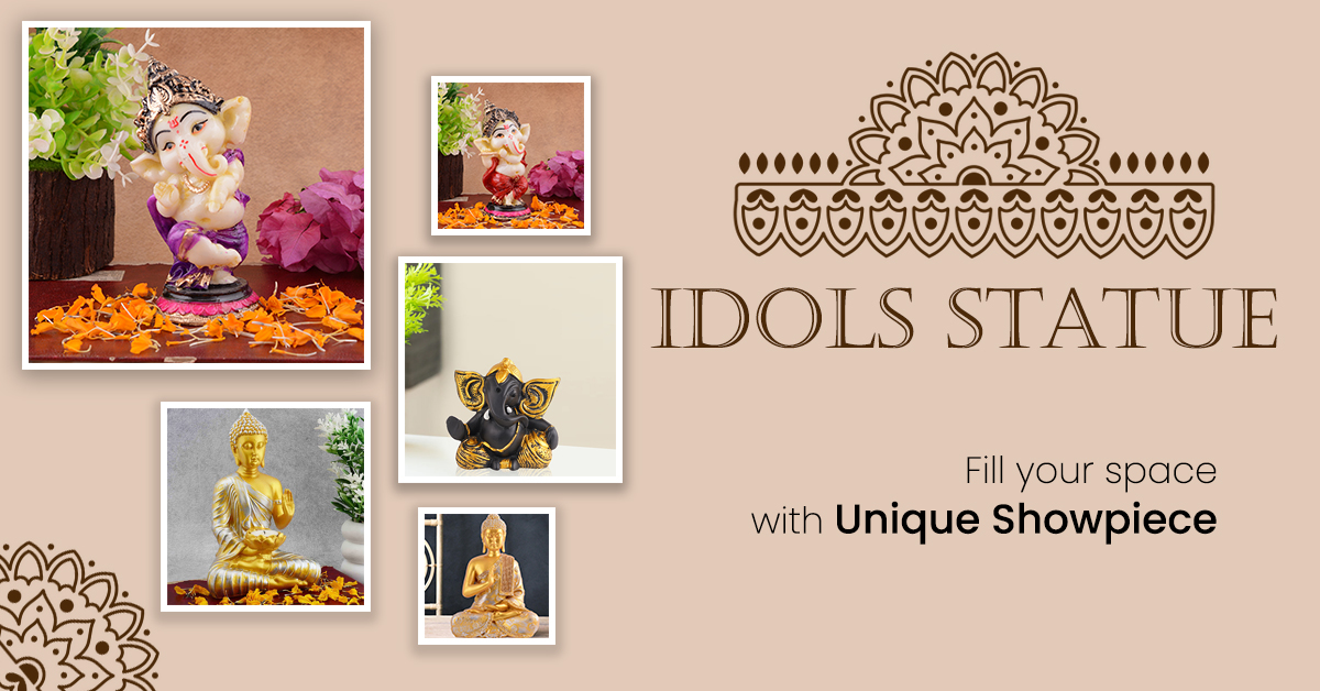 a collage of images of various statues